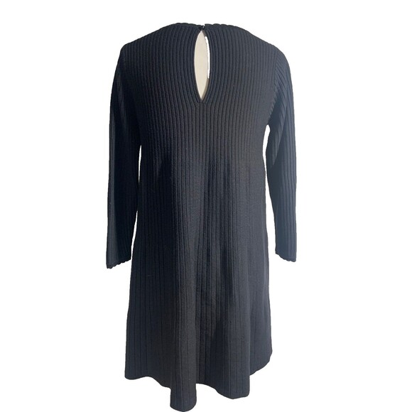 La Maille Sezane Sweater Dress Womens S Black Rib Knit Wool Blend Fit & Flare - Picture 3 of 10